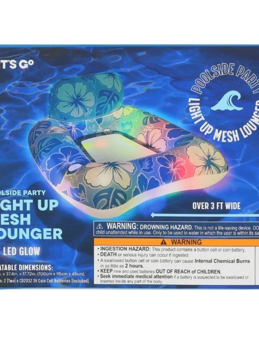 Light Up Mesh Lounger Pool Float - Blue Floral